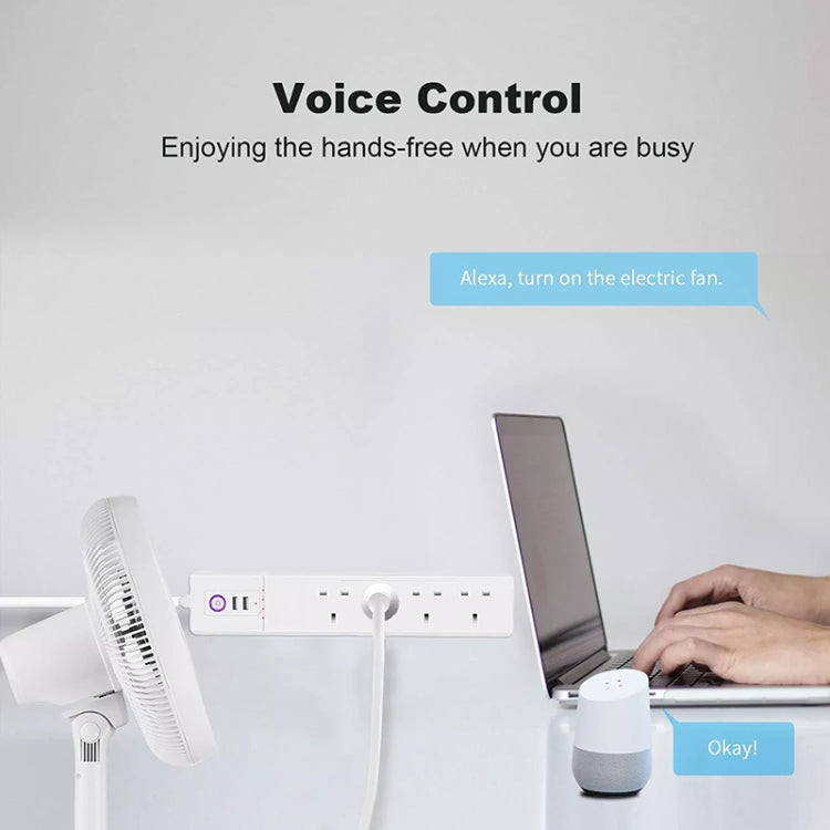 WiFi 16A SM-SO306-K 4 Holes + 2 USB Multi-purpose Smart Power Strip, UK Plug - Smart Socket by PMC TechLife | Online Shopping South Africa | PMC TechLife