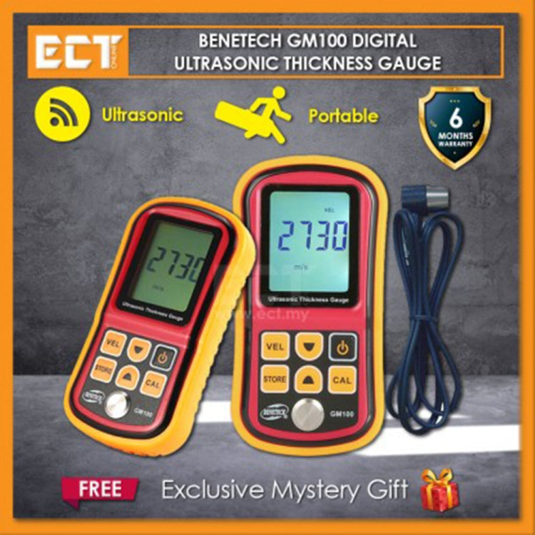 BENETECH GM-100 Ultrasonic Thickness Meter Tester Gauge Velocity 1.2~225mm(Aluminum Box Version) - free shipping - PMC TechLife - Order now!