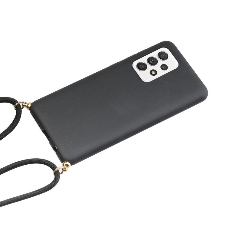 For Samsung Galaxy A33 5G Wheat Straw Material + TPU Protective Case with Lanyard(Black) - Galaxy Phone Cases by PMC TechLife | Online Shopping South Africa | PMC TechLife