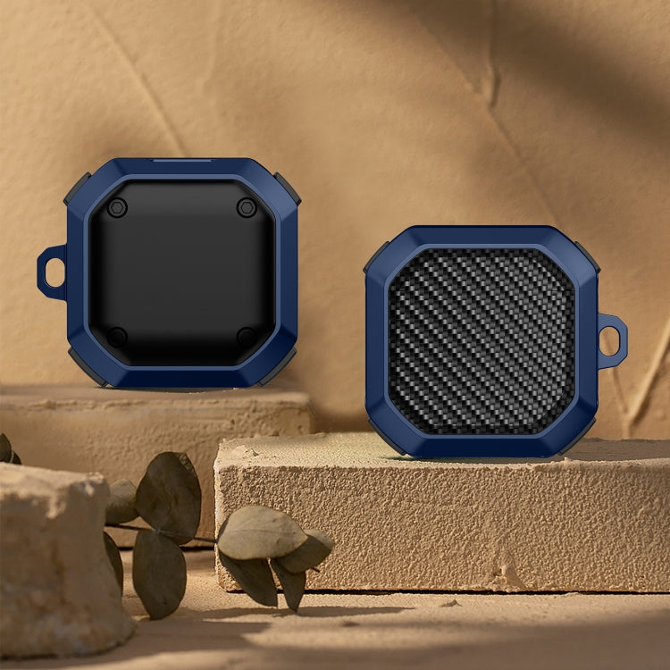 For Samsung Galaxy Buds Live / Buds 2 / Buds Pro / Buds 2 Pro Thunder Carbon Fiber TPU+PC Earphones Protective Case with Hook Up(Black and Blue) - Samsung Earphone Case by PMC TechLife | Online Shopping South Africa | PMC TechLife