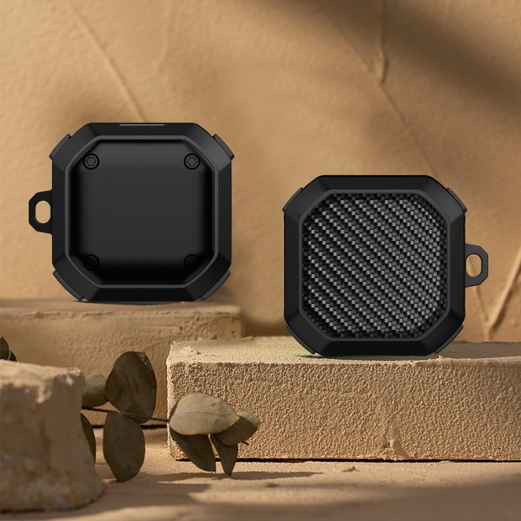 For Samsung Galaxy Buds Live / Buds 2 / Buds Pro/Buds 2 Pro Thunder Carbon Fiber TPU+PC Earphones Protective Case with Hook Up(Black) - Samsung Earphone Case by PMC TechLife | Online Shopping South Africa | PMC TechLife