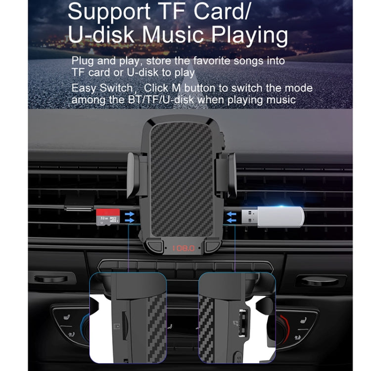 C1 Car Bluetooth 5.0 MP3 Player FM Transmitter Air Outlet Phone Holder - Car MP3 & MP4 & MP5 by PMC TechLife | Online Shopping South Africa | PMC TechLife