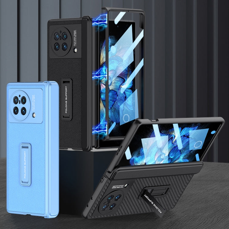 For vivo X Fold GKK Magnetic Hinge Flip Leather Phone Case with Holder(Carbon Fiber) - vivo Cases by GKK | Online Shopping South Africa | PMC TechLife | Buy Now Pay Later Mobicred