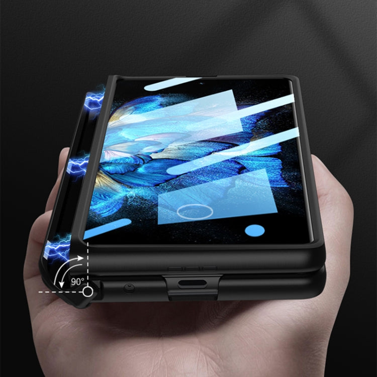 For vivo X Fold GKK Magnetic Hinge Flip Leather Phone Case with Holder(Carbon Fiber) - vivo Cases by GKK | Online Shopping South Africa | PMC TechLife | Buy Now Pay Later Mobicred