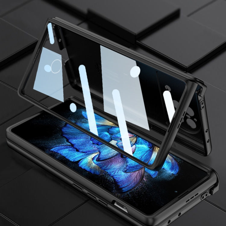 For vivo X Fold GKK Magnetic Hinge Flip Leather Phone Case with Holder(Black) - vivo Cases by GKK | Online Shopping South Africa | PMC TechLife | Buy Now Pay Later Mobicred