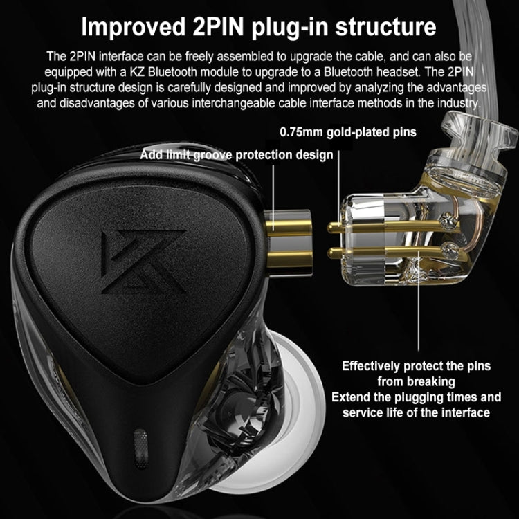 KZ-ZEX PRO 1.2m Electrostatic Coil Iron Hybrid In-Ear Headphones, Style:Without Microphone(Pearl Chrome) - In Ear Wired Earphone by KZ | Online Shopping South Africa | PMC TechLife | Buy Now Pay Later Mobicred