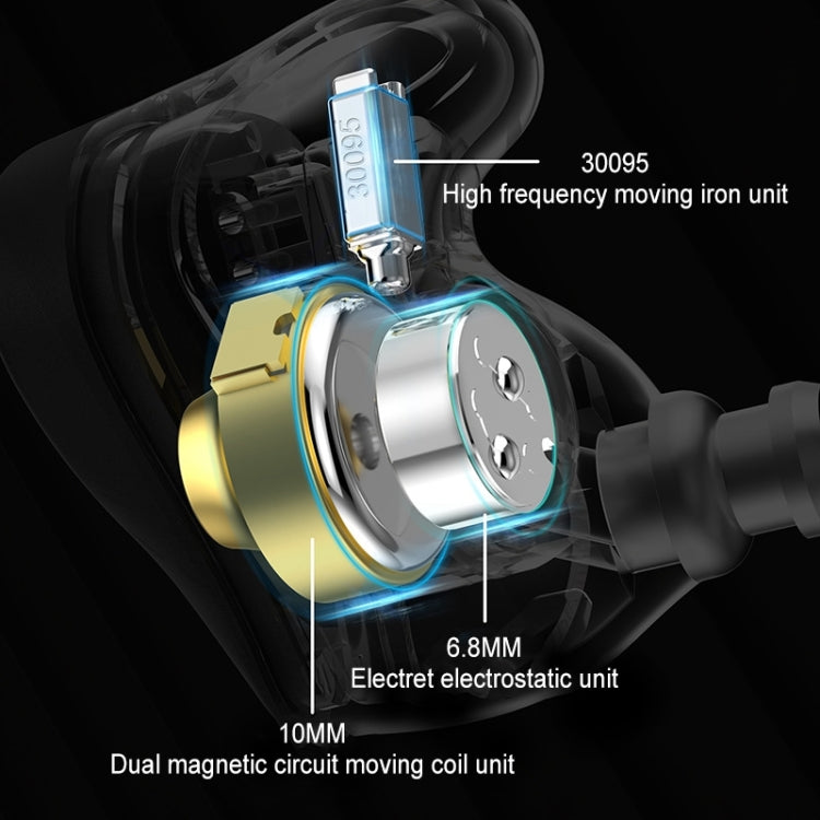 KZ-ZEX PRO 1.2m Electrostatic Coil Iron Hybrid In-Ear Headphones, Style:Without Microphone(Black) - free shipping - PMC TechLife - Order now!