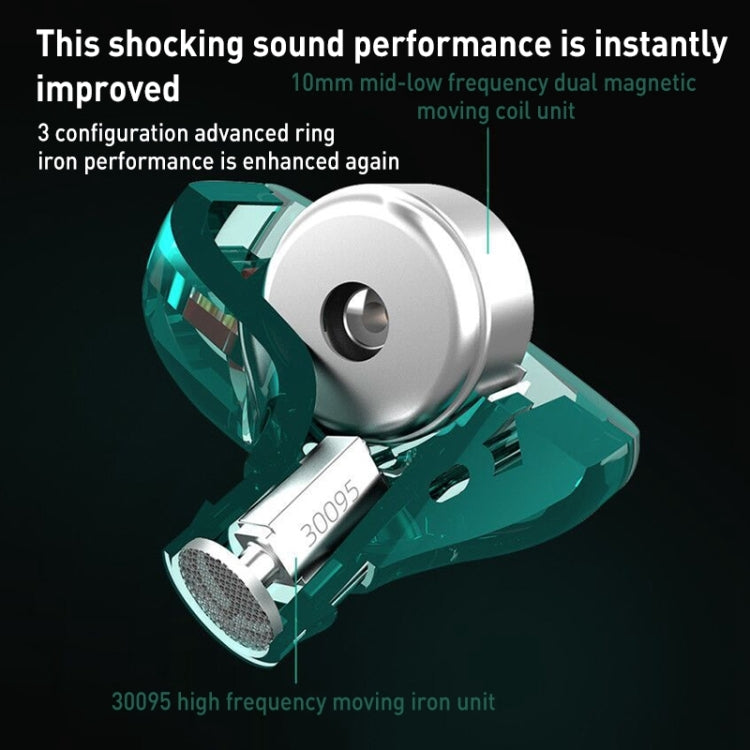 KZ-ZST X 1.25m Ring Iron Hybrid Driver In-Ear Noise Cancelling Earphone, Style:With Microphone(Hyun Cyan) - free shipping - PMC TechLife - Order now!