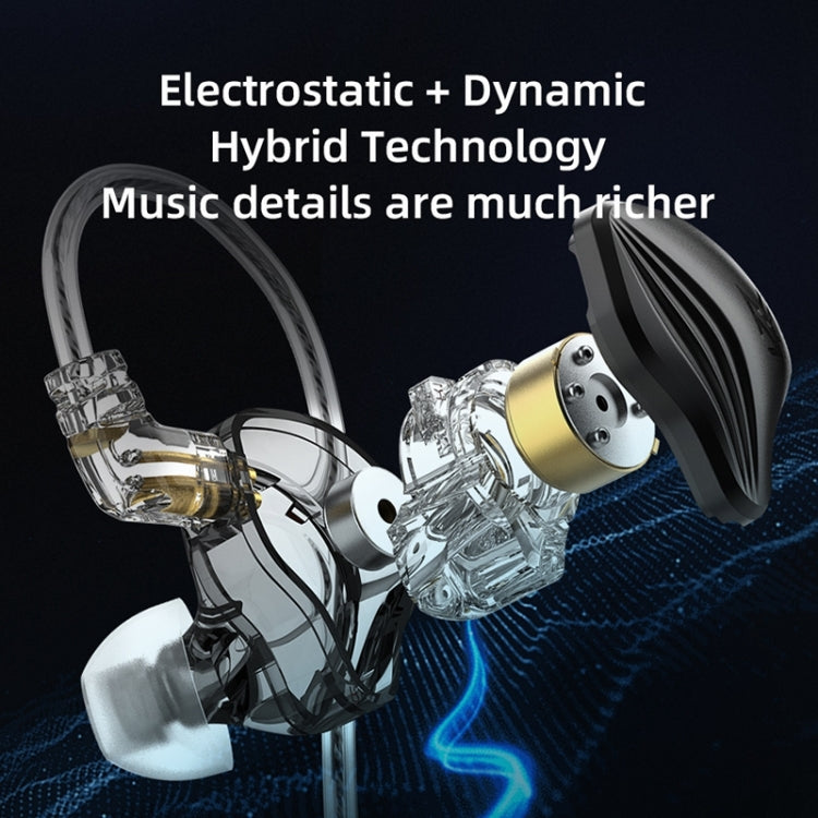 KZ-ZEX 1.2m Electrostatic Dynamic In-Ear Sports Music Headphones, Style:Without Microphone(Black) - free shipping - PMC TechLife - Order now!
