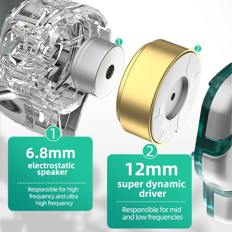 KZ-ZES Electrostatic Dynamic Hybrid HIFI In-Ear Headphones,Length: 1.2m(With Microphone) - free shipping - PMC TechLife - Order now!