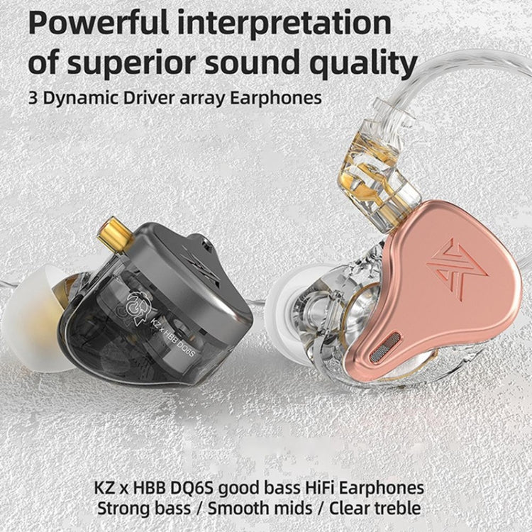 KZ-DQ6S 1.2m Three-Unit Dynamic Subwoofer In-Ear Headphones, Style:With Microphone(Pink) - free shipping - PMC TechLife - Order now!