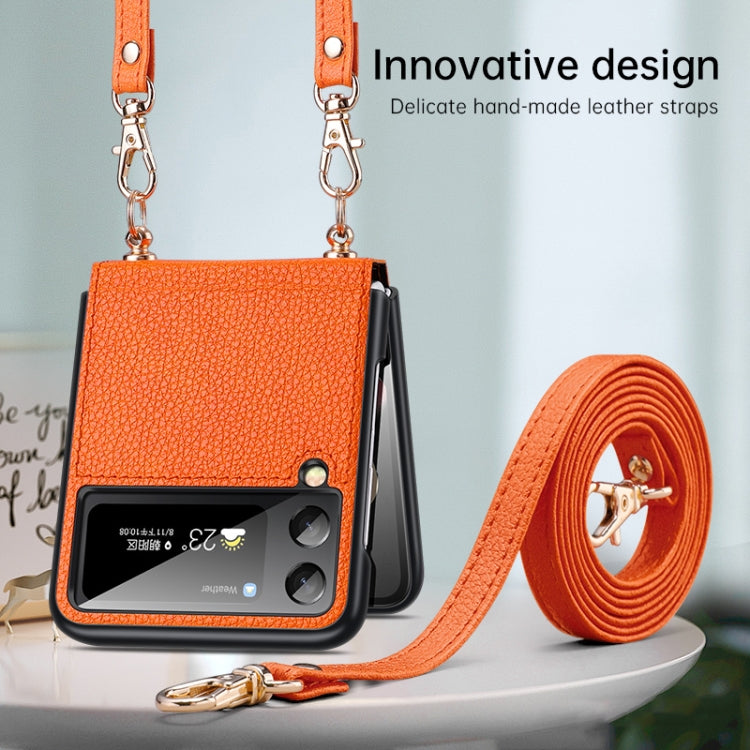 For Samsung Galaxy Z Flip3 5G SULADA Litchi Texture Leather + TPU Phone Case with Strap(Green) - Galaxy Phone Cases by SULADA | Online Shopping South Africa | PMC TechLife | Buy Now Pay Later Mobicred