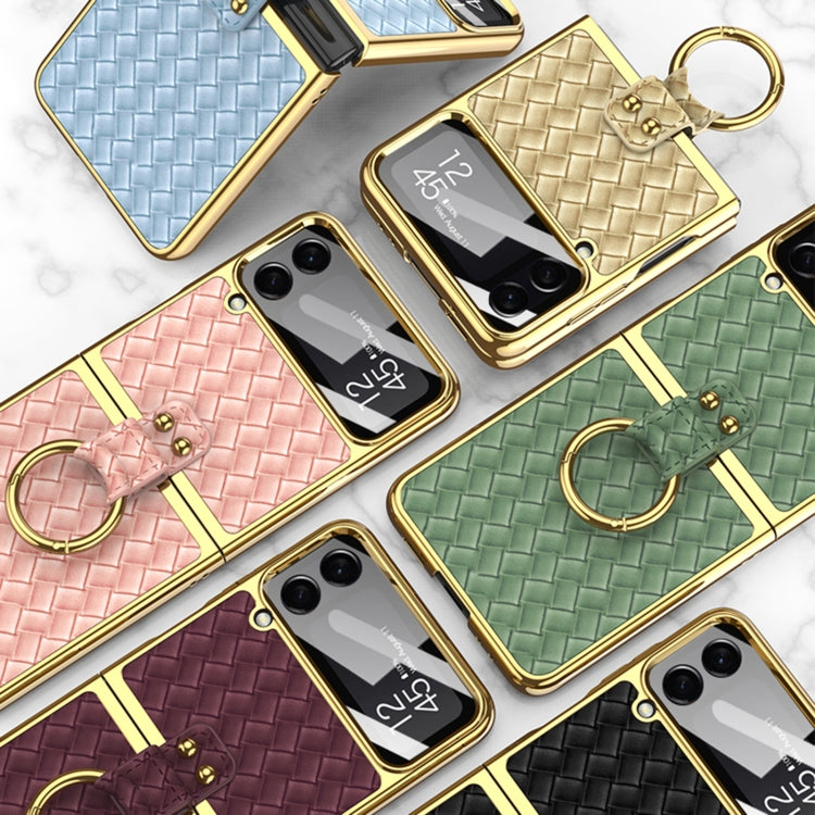 For Samsung Galaxy Z Flip4 GKK Weave Texture Electroplating Protective Phone Case(Blue) - Galaxy Z Flip4 5G Cases by GKK | Online Shopping South Africa | PMC TechLife