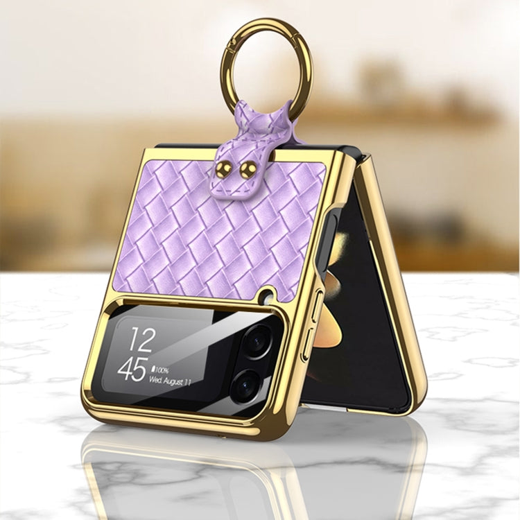 For Samsung Galaxy Z Flip4 GKK Weave Texture Electroplating Protective Phone Case(Blue) - Galaxy Z Flip4 5G Cases by GKK | Online Shopping South Africa | PMC TechLife