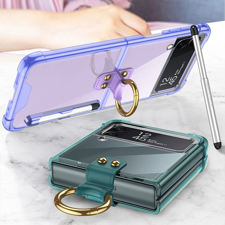 For Samsung Galaxy Z Flip4 GKK Airbag Protective Phone Case with Ring & Pen(Purple) - Galaxy Z Flip4 5G Cases by GKK | Online Shopping South Africa | PMC TechLife