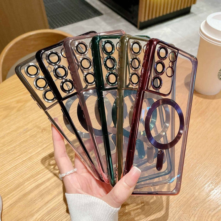 For Samsung Galaxy S22 5G Electroplated Frame MagSafe Magnetic Phone Case(Black) - Galaxy S22 5G Cases by PMC TechLife | Online Shopping South Africa | PMC TechLife