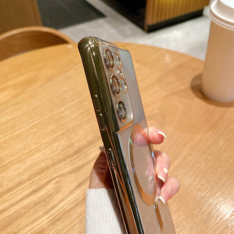 For Samsung Galaxy S22 5G Electroplated Frame MagSafe Magnetic Phone Case(Black) - Galaxy S22 5G Cases by PMC TechLife | Online Shopping South Africa | PMC TechLife