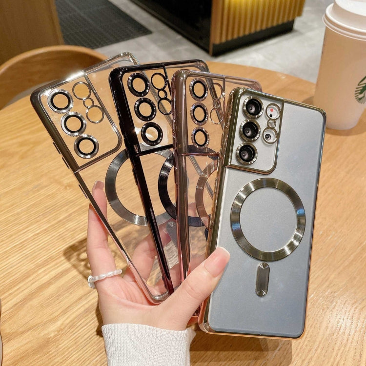 For Samsung Galaxy S21+ 5G Electroplated Frame MagSafe Magnetic Phone Case(Black) - Galaxy S21+ 5G Cases by PMC TechLife | Online Shopping South Africa | PMC TechLife