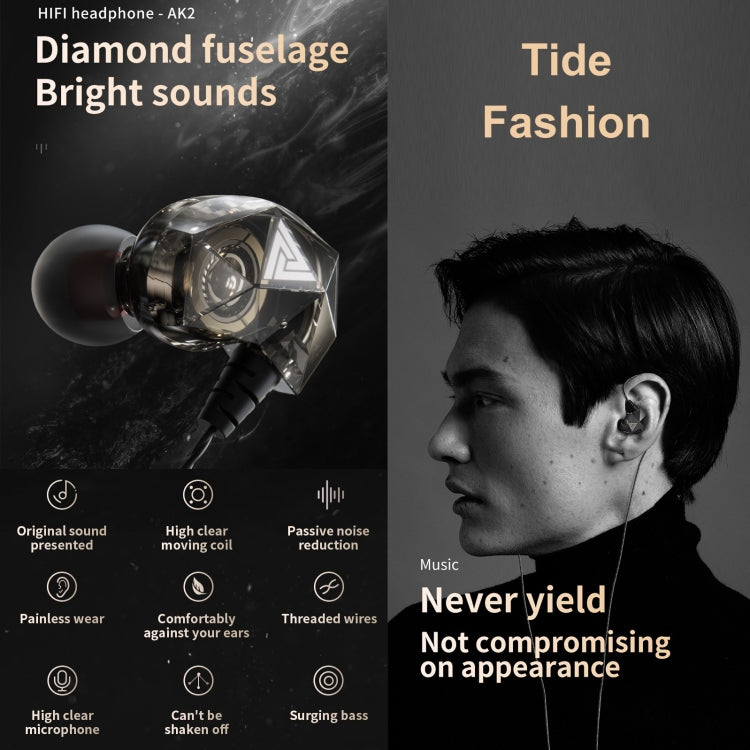 QKZ AK2 Sports In-ear Wired HiFi Sound Heavy Bass 3.5mm Earphone with Mic(Black) - In Ear Wired Earphone by QKZ | Online Shopping South Africa | PMC TechLife | Buy Now Pay Later Mobicred