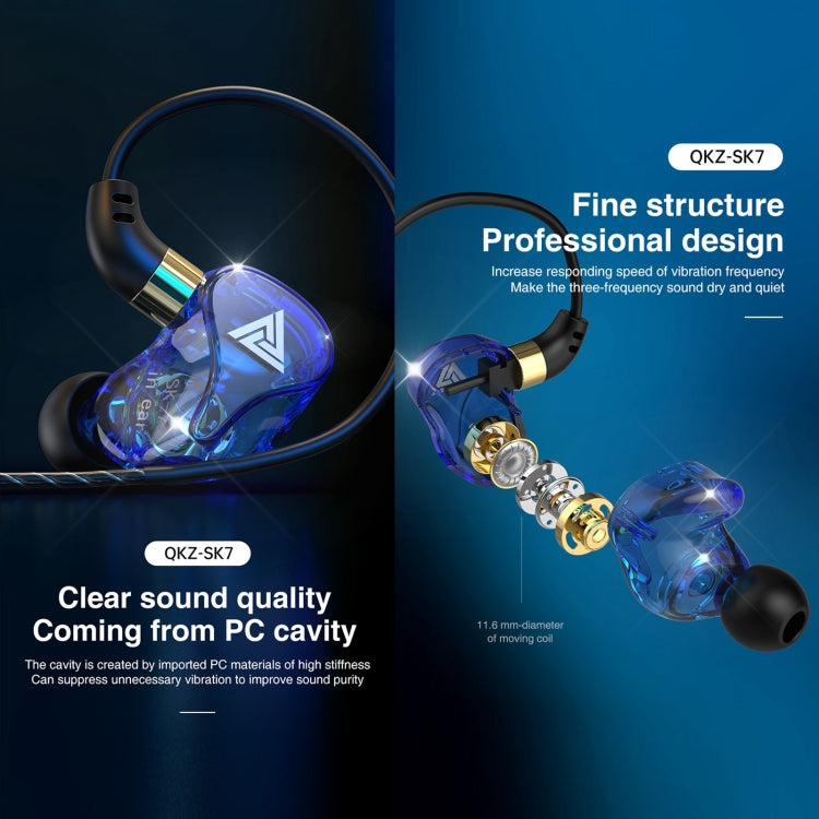 QKZ SK7 3.5mm Sports In-ear Copper Driver Wired HIFI Stereo Earphone with Mic(Sky Blue) - In Ear Wired Earphone by QKZ | Online Shopping South Africa | PMC TechLife | Buy Now Pay Later Mobicred