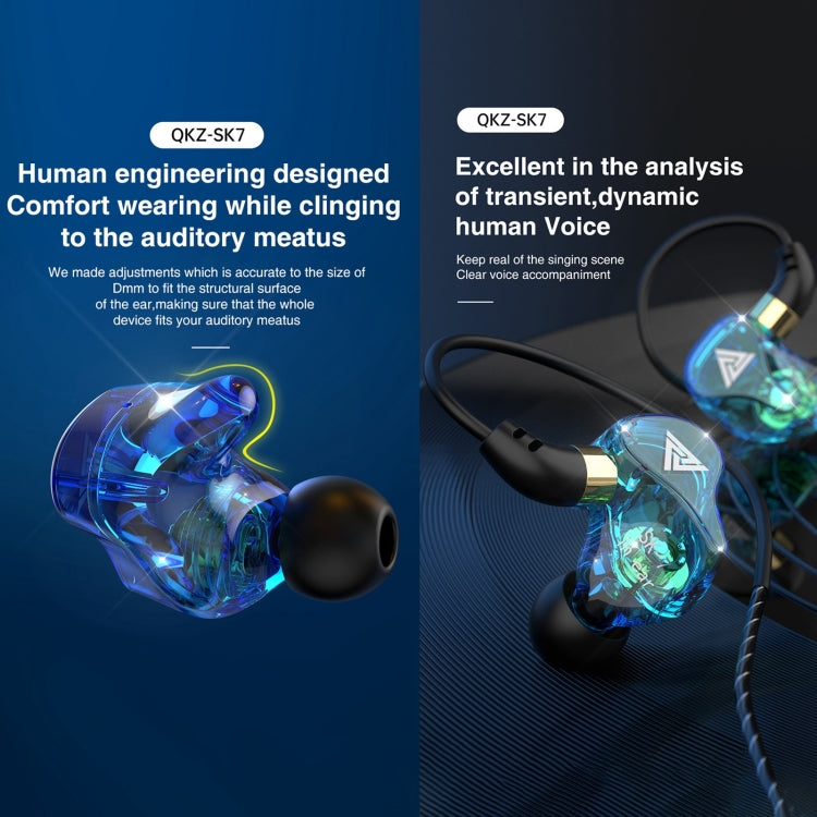 QKZ SK7 3.5mm Sports In-ear Copper Driver Wired HIFI Stereo Earphone with Mic(Green) - In Ear Wired Earphone by QKZ | Online Shopping South Africa | PMC TechLife | Buy Now Pay Later Mobicred