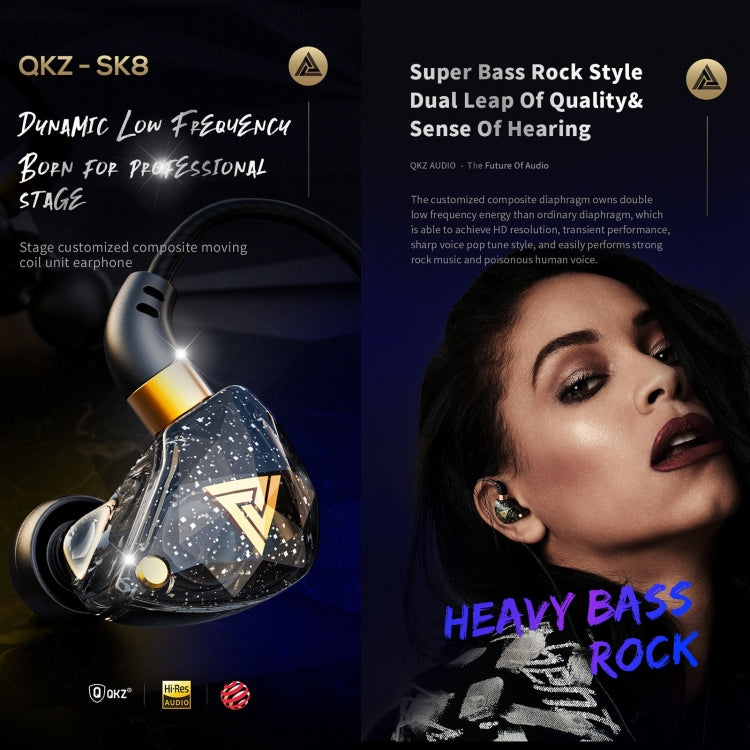 QKZ SK8 3.5mm Sports In-ear Dynamic HIFI Monitor Earphone with Mic(Red) - In Ear Wired Earphone by QKZ | Online Shopping South Africa | PMC TechLife