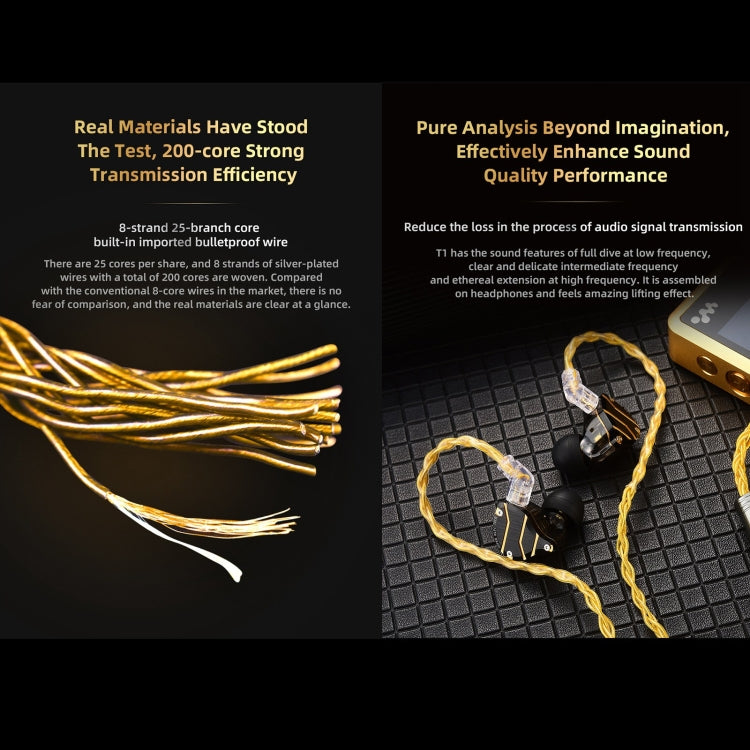 QKZ T1 8 Core TC Silver Plated 3.5mm 0.75mm 2PIN HIFI Earphone Update Cable(Blue) - Cable & Splitter by QKZ | Online Shopping South Africa | PMC TechLife