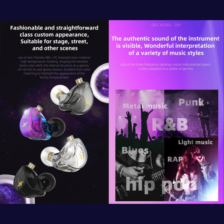 QKZ ZXT Sports In-ear Wired Control Plug HIFI Stereo Stage Monitor Earphone, Style:with Mic(Transparent) - In Ear Wired Earphone by QKZ | Online Shopping South Africa | PMC TechLife | Buy Now Pay Later Mobicred