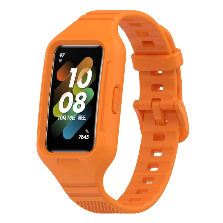 For Huawei Band 10 / 9 / 8 / 7 / 6 Universal Integrated Silicone Watch Band(Orange) - Watch Bands by PMC TechLife | Online Shopping South Africa | PMC TechLife | Buy Now Pay Later Mobicred