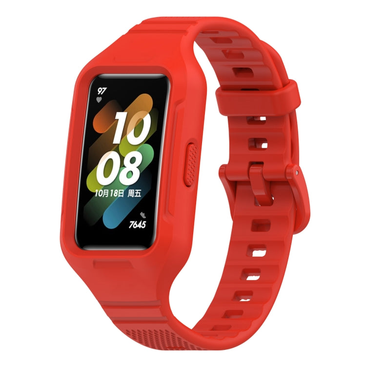 For Huawei Band 10 / 9 / 8 / 7 / 6 Universal Integrated Silicone Watch Band(Red) - Watch Bands by PMC TechLife | Online Shopping South Africa | PMC TechLife | Buy Now Pay Later Mobicred