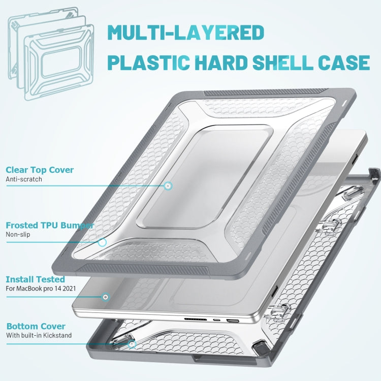 PC + TPU Honeycomb Laptop Protective Case For MacBook Pro 14.2 inch A2442 2021(Star Gray) - MacBook Pro Cases by PMC TechLife | Online Shopping South Africa | PMC TechLife