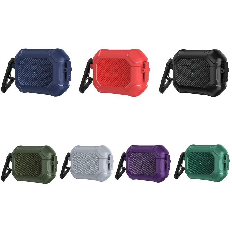 Carbon Brazing Dimension TPU+PC Headphone Protective Cover with Switch Lock & Carabiner For AirPods Pro(Black) - free shipping - PMC TechLife - Order now!