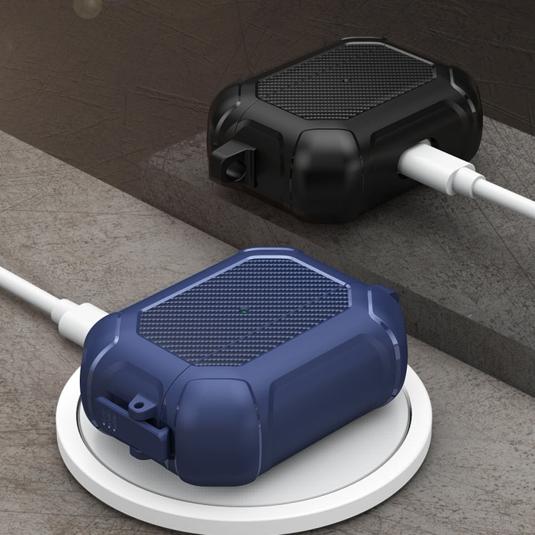 Carbon Brazing Dimension TPU+PC Headphone Protective Cover with Switch Lock & Carabiner For AirPods Pro(Black) - free shipping - PMC TechLife - Order now!