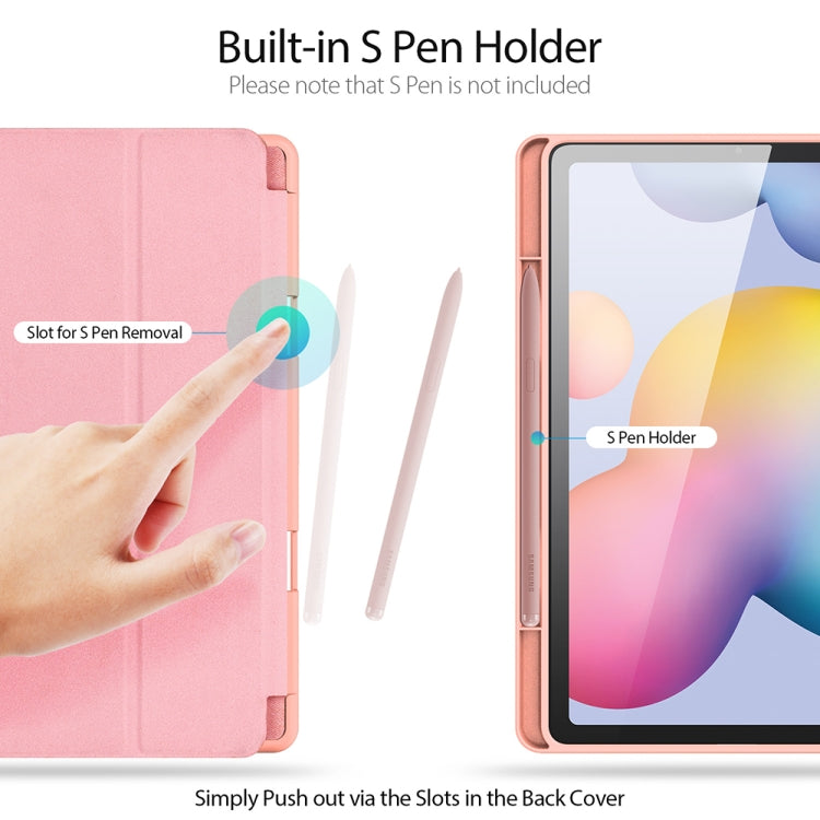 For Galaxy Tab S6 Lite 10.4 inch / S6 Lite 2024 DUX DUCIS Domo Series Horizontal Flip Magnetic PU Leather Case with Three-folding Holder & Pen Slot & Sleep / Wake-up Function(Pink) - free shipping - PMC TechLife - Order now!