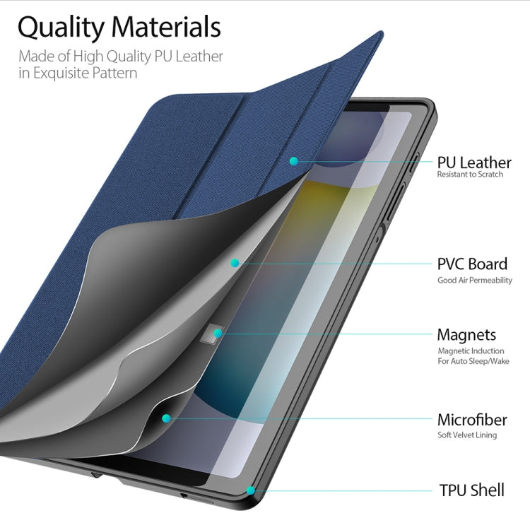 For Galaxy Tab S6 Lite 10.4 inch / S6 Lite 2024 DUX DUCIS Domo Series Horizontal Flip Magnetic PU Leather Case with Three-folding Holder & Pen Slot & Sleep / Wake-up Function(Blue) - Tab S6 Lite P610 / P615 by DUX DUCIS | Online Shopping South Africa | PMC TechLife | Buy Now Pay Later Mobicred