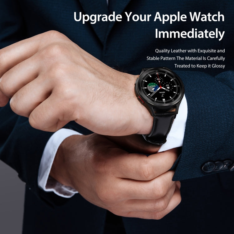 DUX DUCIS 20mm Genuine Leather Watch Band For Samsung Galaxy/Huawei/Honor Watch(Black) - 20mm Bands by DUX DUCIS | Online Shopping South Africa | PMC TechLife | Buy Now Pay Later Mobicred