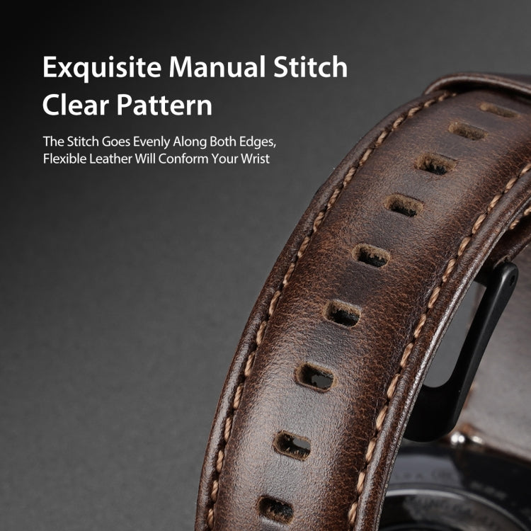 DUX DUCIS 22mm Genuine Leather Watch Band For Samsung Galaxy/Huawei/Honor/Xiaomi Watch(Coffee) - 22mm Bands by DUX DUCIS | Online Shopping South Africa | PMC TechLife | Buy Now Pay Later Mobicred