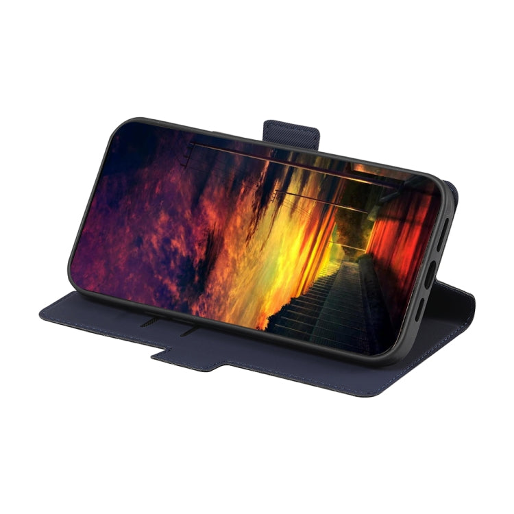 For OPPO Reno 8 Pro 5G Twill Texture Side Button Leather Phone Case(Blue) - OPPO Cases by PMC TechLife | Online Shopping South Africa | PMC TechLife | Buy Now Pay Later Mobicred