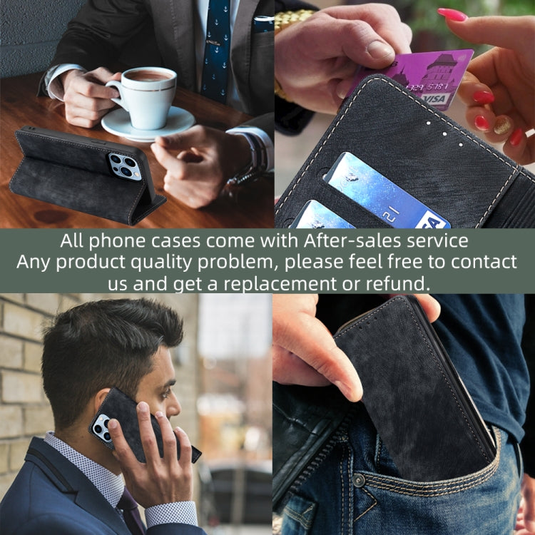 For LG Velvet RFID Anti-theft Brush Magnetic Leather Phone Case(Black) - LG Cases by PMC TechLife | Online Shopping South Africa | PMC TechLife | Buy Now Pay Later Mobicred