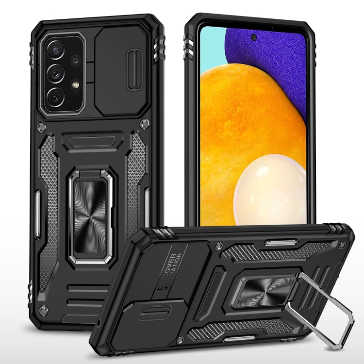 For Samsung Galaxy A52 5G/4G Armor PC + TPU Camera Shield Phone Case(Black) - Galaxy Phone Cases by PMC TechLife | Online Shopping South Africa | PMC TechLife | Buy Now Pay Later Mobicred