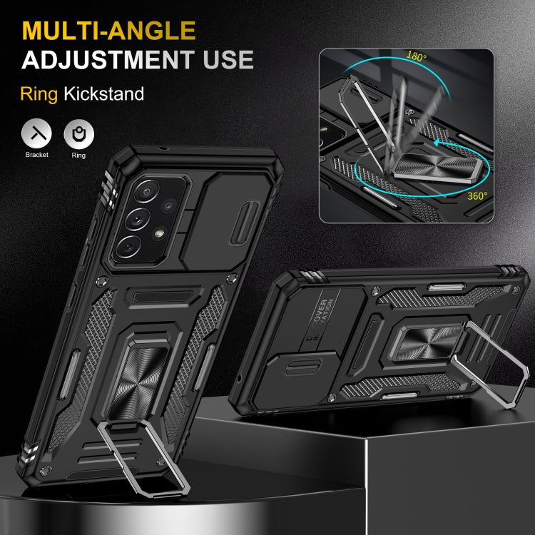 For Samsung Galaxy A52 5G/4G Armor PC + TPU Camera Shield Phone Case(Black) - Galaxy Phone Cases by PMC TechLife | Online Shopping South Africa | PMC TechLife | Buy Now Pay Later Mobicred