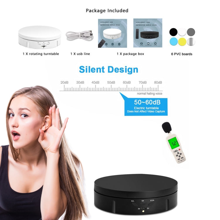 14.6cm Remote USB Electric Rotating Turntable Display Stand, Load: 10kg(Black) -  by PMC TechLife | Online Shopping South Africa | PMC TechLife