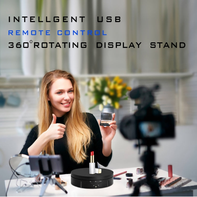14.6cm Remote USB Electric Rotating Turntable Display Stand, Load: 10kg(Black) -  by PMC TechLife | Online Shopping South Africa | PMC TechLife
