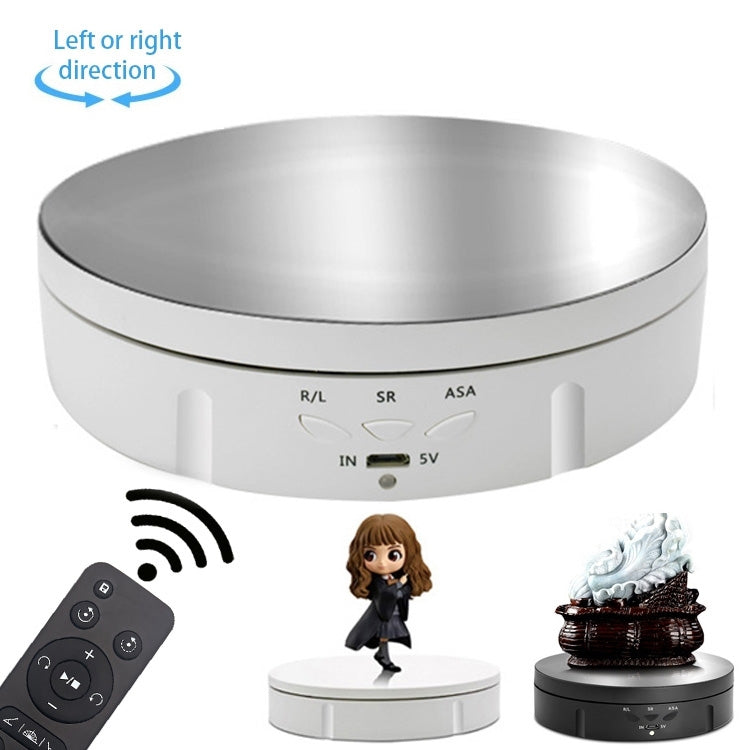 14.6cm Remote Mirror USB Electric Rotating Turntable Display Stand, Load: 10kg(White) -  by PMC TechLife | Online Shopping South Africa | PMC TechLife
