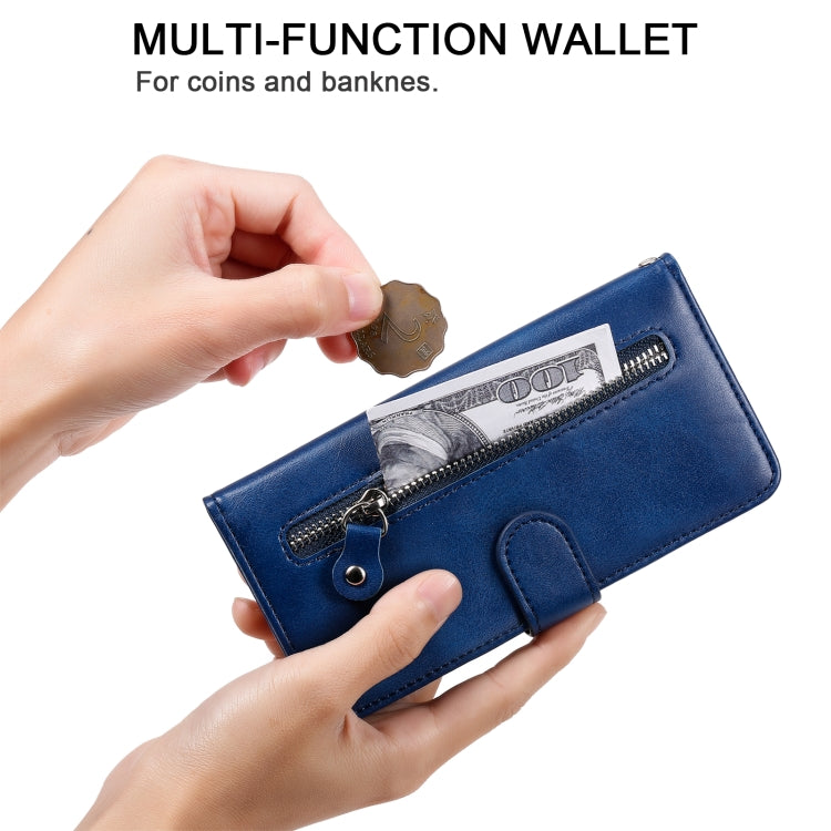 For Xiaomi 12X Fashion Calf Texture Zipper Horizontal Flip Leather Phone Case(Blue) - free shipping - PMC TechLife - Order now!