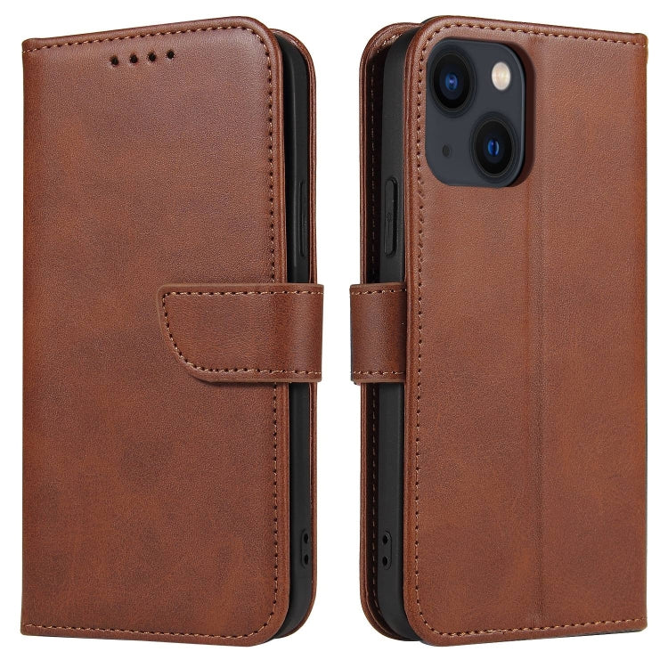 For iPhone 14 Plus Calf Texture Buckle Flip Leather Phone Case (Brown) - iPhone 14 Plus Cases by PMC TechLife | Online Shopping South Africa | PMC TechLife | Buy Now Pay Later Mobicred