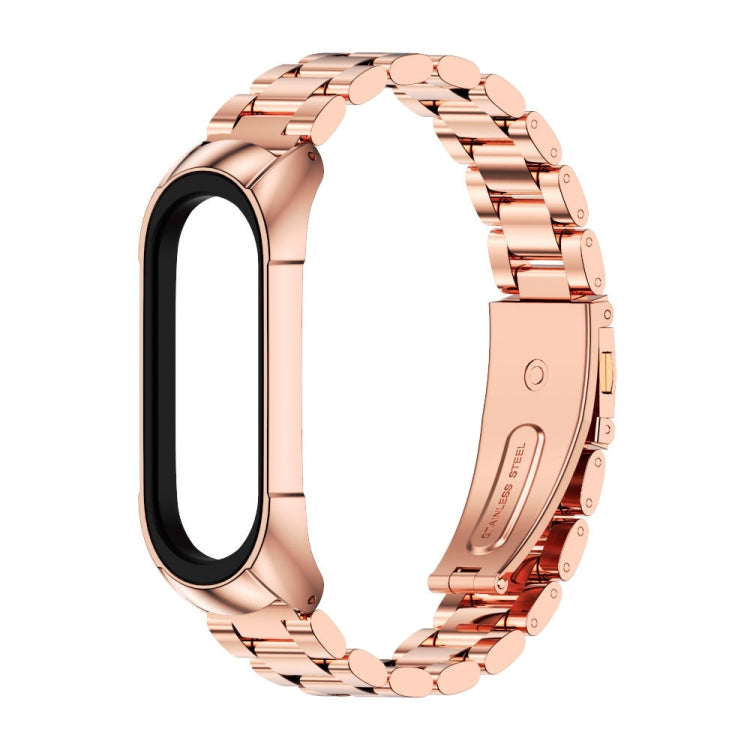 For Xiaomi Mi Band 6 / 6 NFC MIJOBS TF2 Tri-Bead Stainless Steel Watch Band(Rose Gold) - Watch Bands by MIJOBS | Online Shopping South Africa | PMC TechLife | Buy Now Pay Later Mobicred