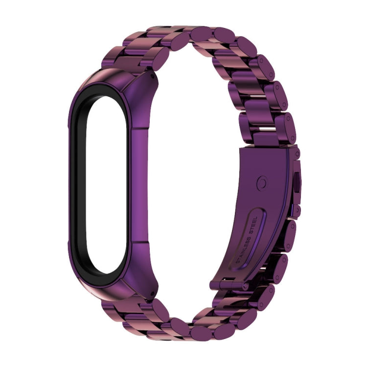 For Xiaomi Mi Band 6 / 6 NFC MIJOBS TF2 Tri-Bead Stainless Steel Watch Band(Purple) - Watch Bands by MIJOBS | Online Shopping South Africa | PMC TechLife | Buy Now Pay Later Mobicred
