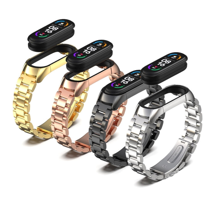 For Xiaomi Mi Band 6 / 6 NFC MIJOBS TF2 Tri-Bead Stainless Steel Watch Band(Rose Gold) - Watch Bands by MIJOBS | Online Shopping South Africa | PMC TechLife | Buy Now Pay Later Mobicred