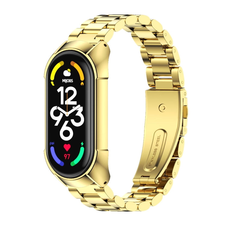 For Xiaomi Mi Band 7 / 7 NFC MIJOBS Stainless Steel Watch Band, Style:TF2 Tri-Bead(Gold) - free shipping - PMC TechLife - Order now!